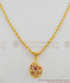 Trendy Design Ruby Stone Gold Pendant Chain Collection For Girls Daily Wear SMDR274