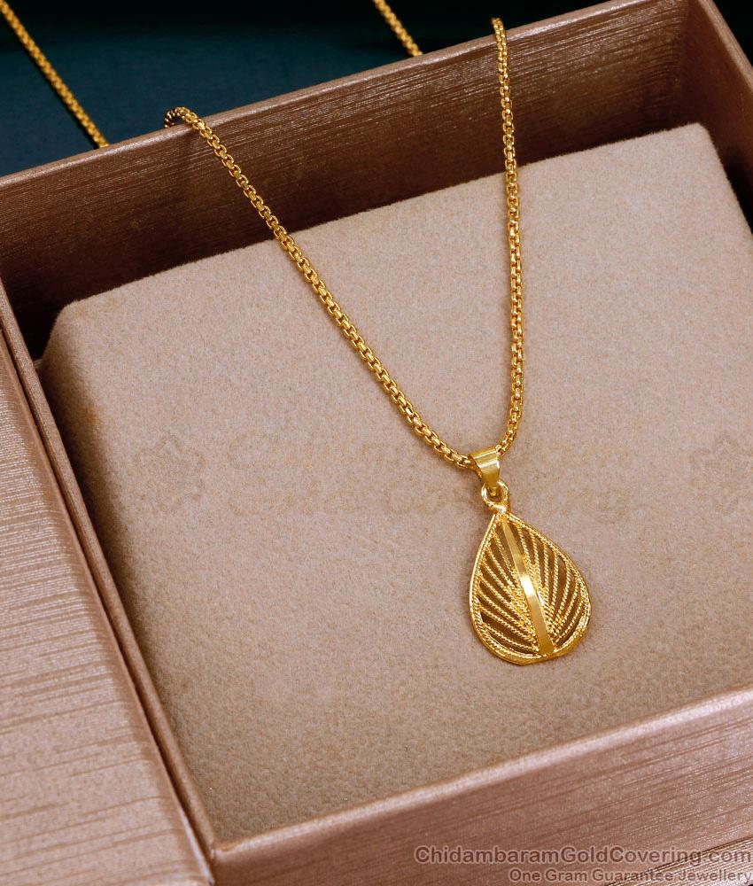 Plain One Gram Gold Droplet Pendant Chain At Affordable Price SMDR2743