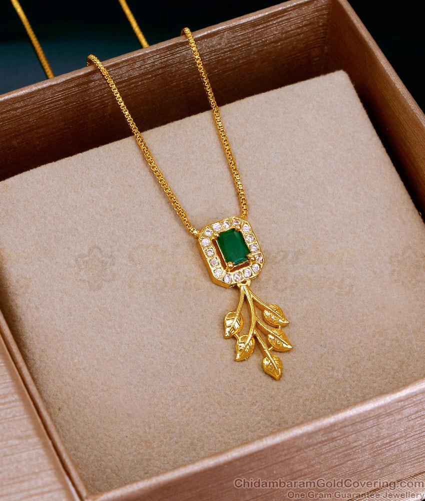 Stunning Emerald Stone 1 Gram Gold Necklace Design For Women SMDR2750