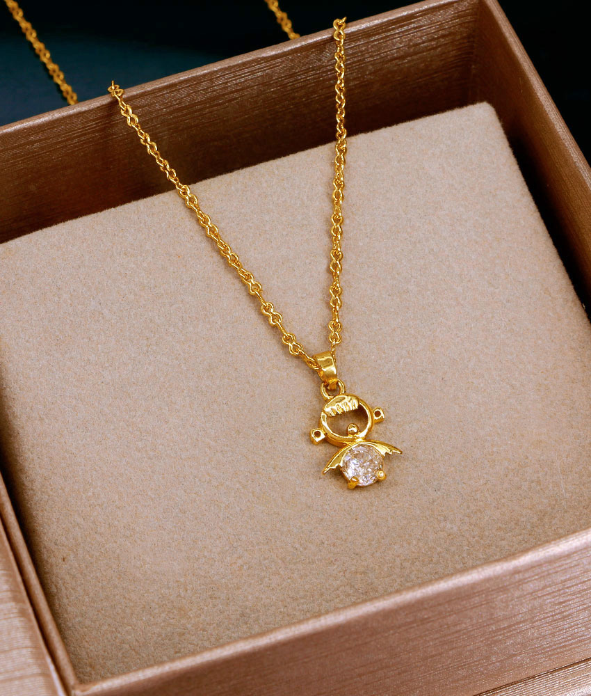 Beautiful Diamond Pendant Gold Finish Necklace Shop Online SMDR2751