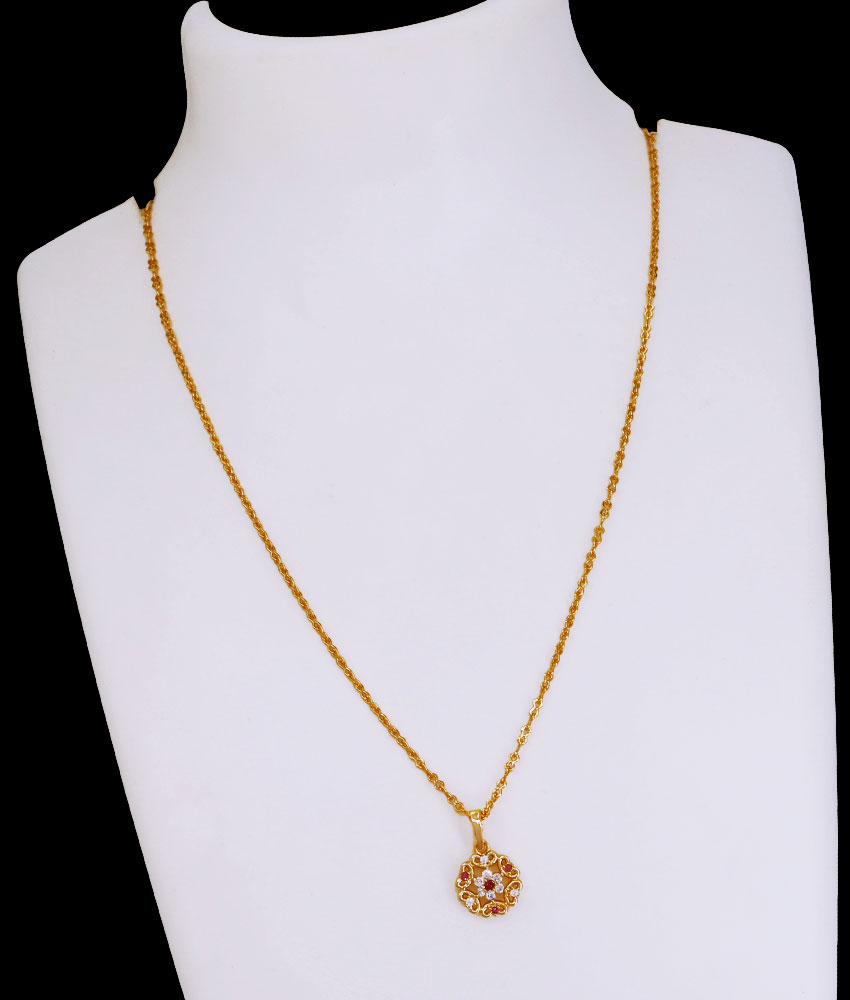Regular Use Flower Design Ad Stone Pendant Chain Gold Imitation Jewelry SMDR2754 Regular Use Flower Design Ad Stone Pendant Chain Gold Imitation Jewelry SMDR2754