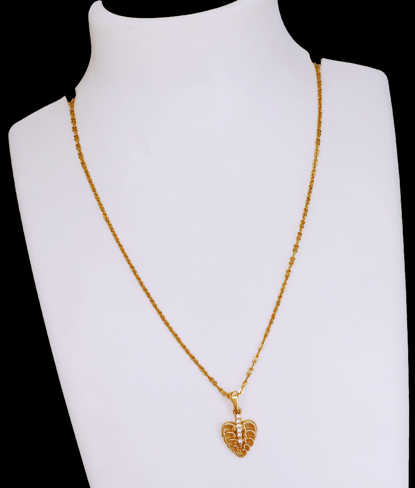Full White Stone Gold Imitation Heart Pendant With Thin Chain SMDR2757 Full White Stone Gold Imitation Heart Pendant With Thin Chain SMDR2757
