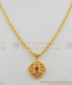 Girls Favorite Stunning Ruby AD Stone Gold Plated Pendant Chain Online SMDR276