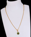 Elegant Ruby Green Stone Floral Gold Pendant Chain For Daily Wear SMDR2764