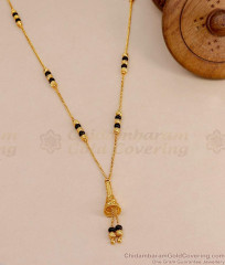 Traditional Black Beaded Gold Imitation Short Pendant Chain For Women SMDR2765