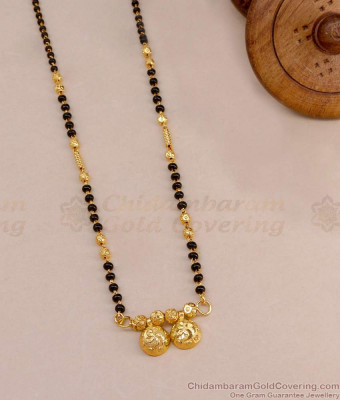 Traditional Black Beaded Gold Plated Short Mangalsutra Chain Online SMDR2768