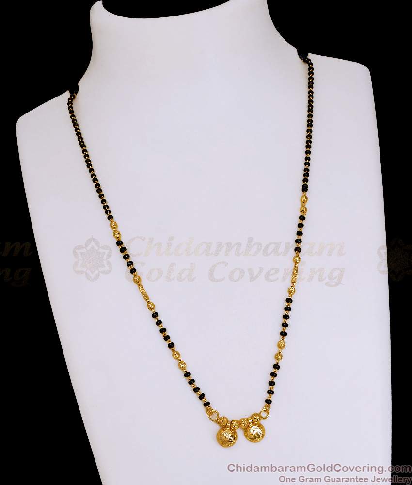 Traditional Black Beaded Gold Plated Short Mangalsutra Chain Online SMDR2768