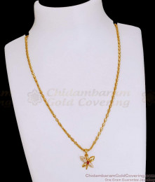 Daily Wear Gold Imitation Floral Pendant Chain With Stones SMDR2777