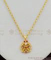 Kerala Model Multi Color Stone Pure Gold Pendant Chain For Daily Wear SMDR278