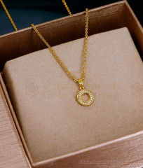 Daily Wear Gold Imitation White Stone Short Pendant Chain Design SMDR2785