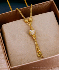Full White Stone Ball Type Gold Pendant Chain Necklace At Affordable Price SMDR2790