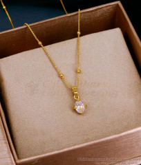 Single White Stone Gold Imitation Pendant Chain For Daily Use SMDR2791