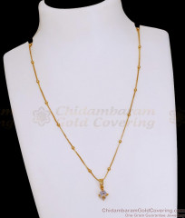 Single White Stone Gold Imitation Pendant Chain For Daily Use SMDR2791
