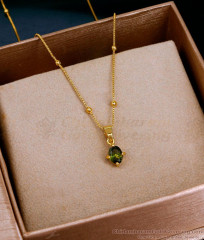Small Green Stone Gold Pendant Necklace Design For College Girls SMDR2792