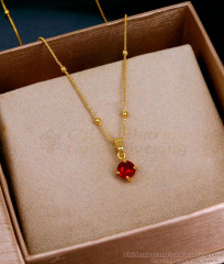Buy Ruby Gemstone Small Gold Pendant Short Chain For Daily Wear SMDR2793