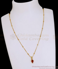 Regular Use Micro Gold Plated Ruby Pendant Chain For College Wear SMDR2794