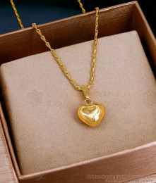 3D Heart Shaped Gold Locket With Short Chain For Regular Wear SMDR2796