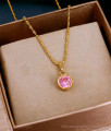 High Quality Gold Imitation Pink Stone Round Pendant Chain Online SMDR2797