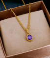Attractive Gold Plated Amethyst Stone Pendant Chain For Daily Wear SMDR2800