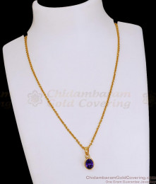 Attractive Gold Plated Amethyst Stone Pendant Chain For Daily Wear SMDR2800