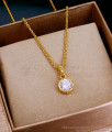 Light Weight 1 Gram Gold Single Stone Pendant Necklace For Women SMDR2802