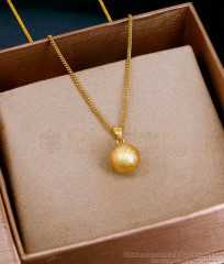 Pure Gold Tone 3D Ball Pendnat Short Chain Design Without Stone SMDR2803