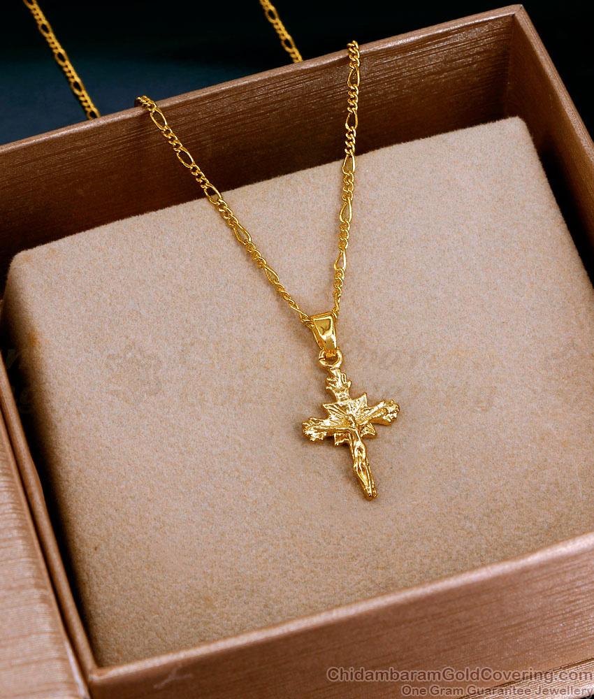 Lord Jesus Motiff Gold Plated Pendant Chain Christian Jewelry Online SMDR2805