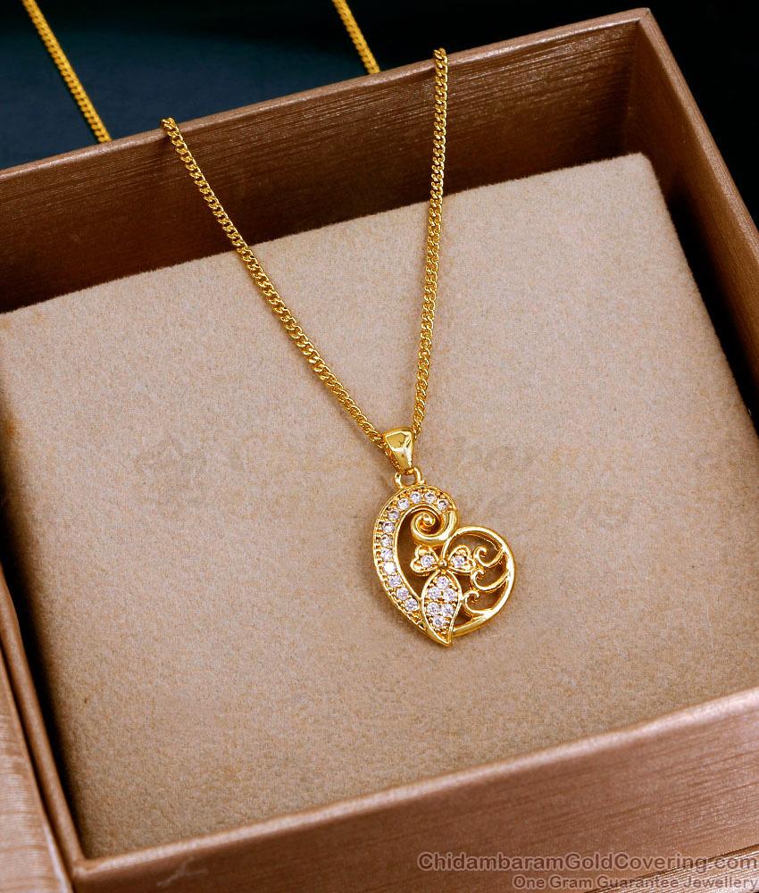 Stylish White Stone Heart Gold Pendant Peacock Design Shop Online SMDR2807 Stylish White Stone Heart Gold Pendant Peacock Design Shop Online SMDR2807