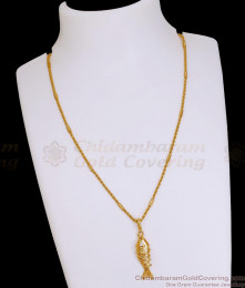 High Quality Micro Gold Polish 3D Fish Pendant Chain With White Stone SMDR2810