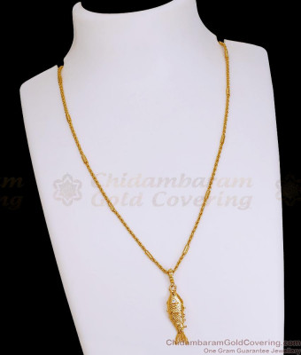 High Quality Micro Gold Polish 3D Fish Pendant Chain With White Stone SMDR2810