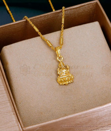 Traditional Lakshmi Motif Gold Imitation Pendant Chain For Daily Wear SMDR2811