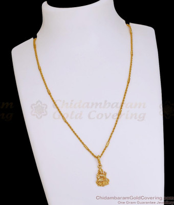 Traditional Lakshmi Motif Gold Imitation Pendant Chain For Daily Wear SMDR2811