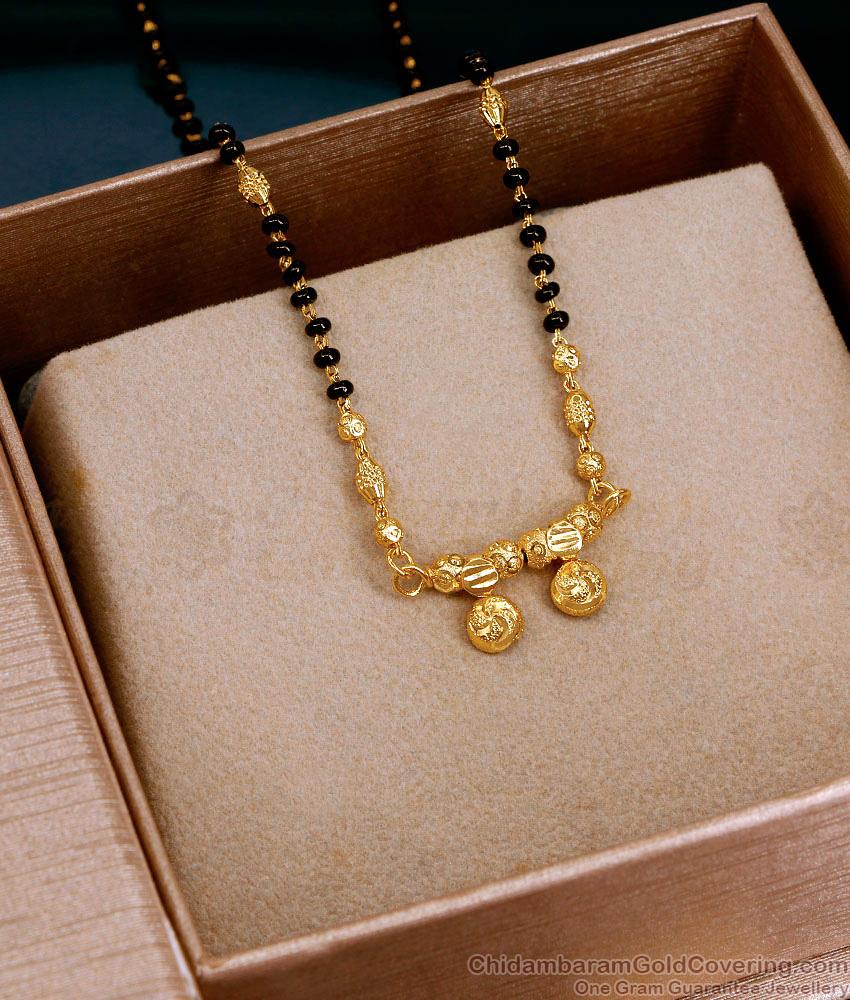 Traditional Gold imitation Balck Beaded Mangalsutra Short Pendant Chain SMDR2814