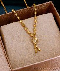 Beautiful White Stone Ball Pendant Gold Mangalsutra Beads Chain Design SMDR2816