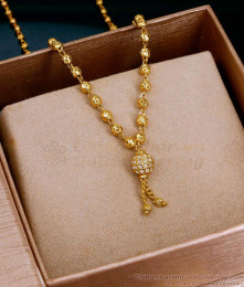 Beautiful White Stone Ball Pendant Gold Mangalsutra Beads Chain Design SMDR2816