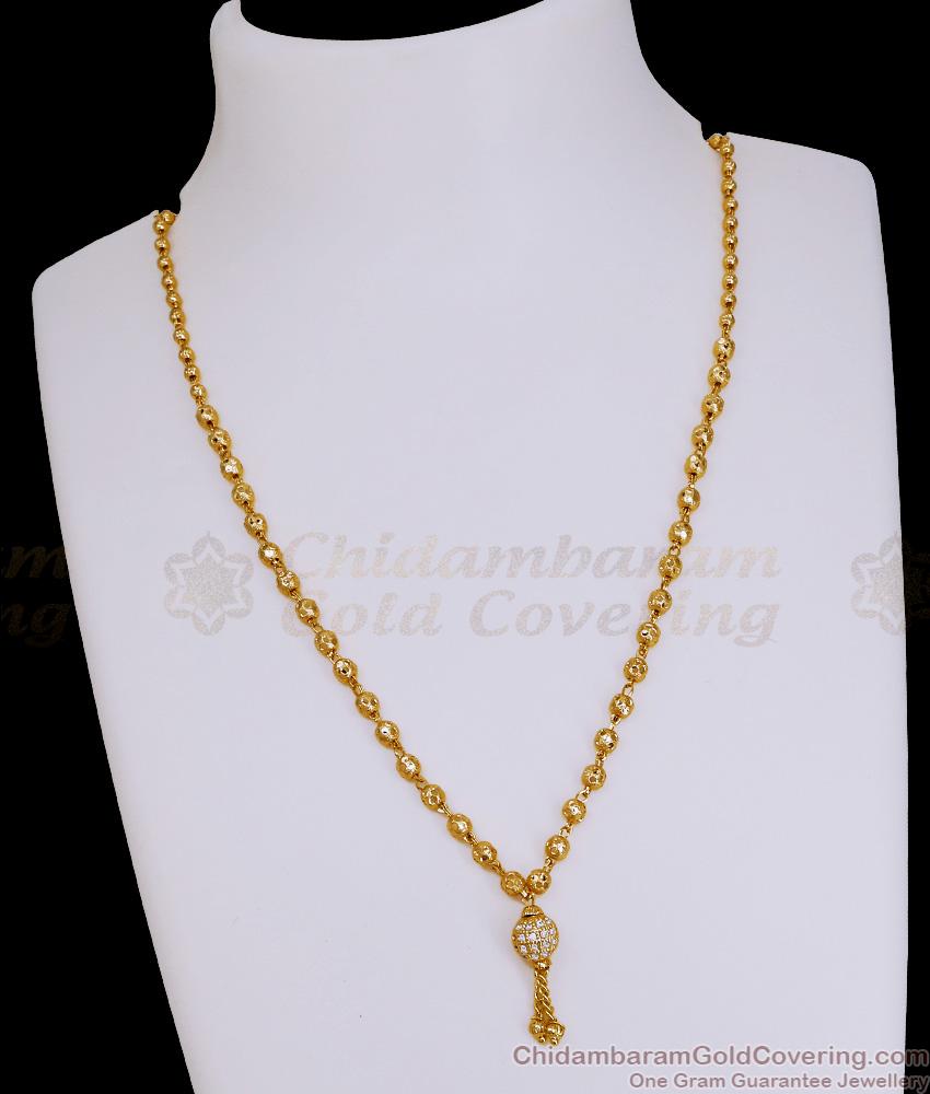 Beautiful White Stone Ball Pendant Gold Mangalsutra Beads Chain Design SMDR2816