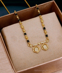 Stylish Ad Stone Pendant Karugamani Chain Short Mangalsutra Designs SMDR2818