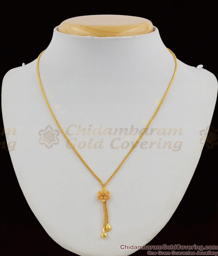 Cunning Flower Design Gold Aspiring Light Weight Pendant Chain For Lovers SMDR282