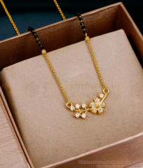 Glittering White Stone Floral Design Short Mangalsutra Karimani Chain Online SMDR2829