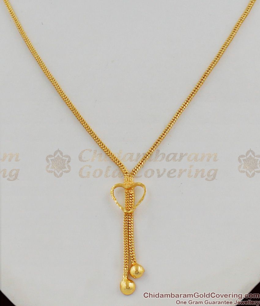 Gold Tone Pendant Short Chain Heart Model Valentines Day Special Gift For Girls SMDR283