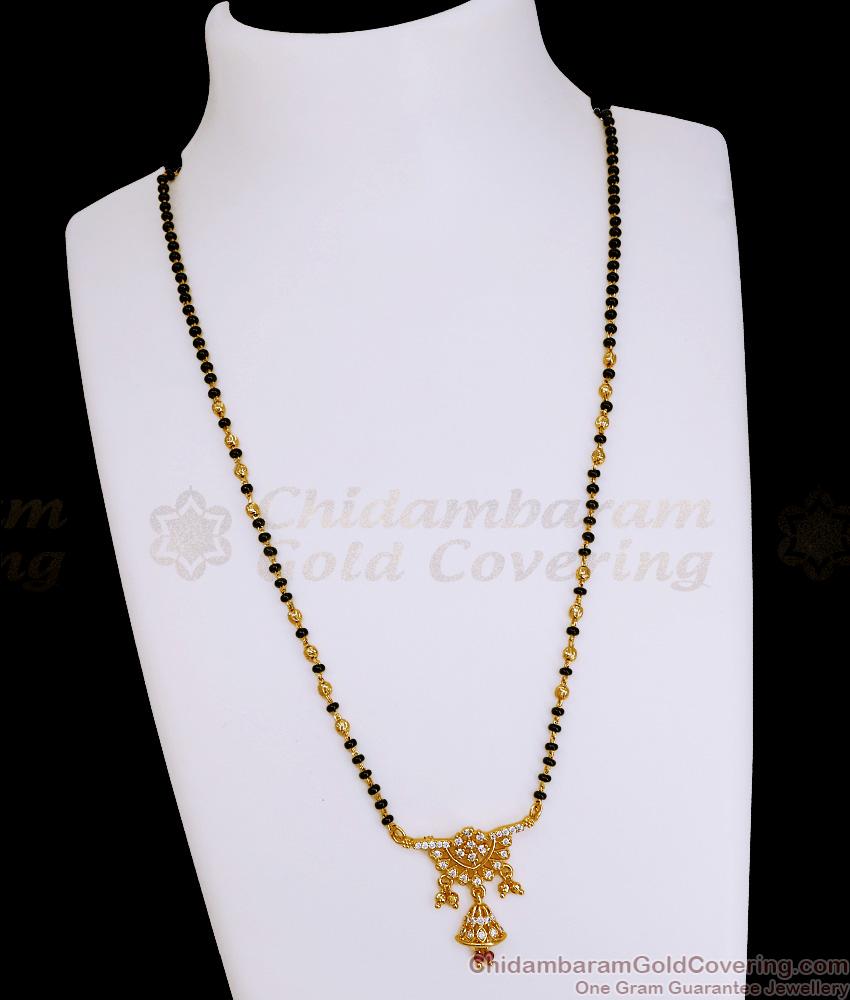 Full White Stone Gold Imitation Mangalsutra Pendant Chain Online SMDR2834