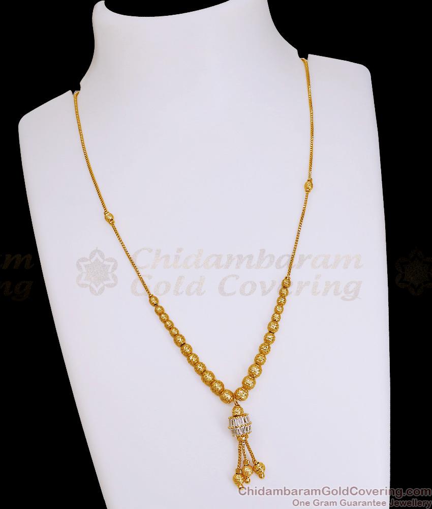 Buy 1 Gram Gold Beaded Ad Stone Pendant Necklace Online SMDR2836