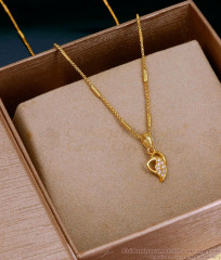Daily Wear Ad Stone Leaf Pendant Chain 1 Gram Gold Jewelry SMDR2839