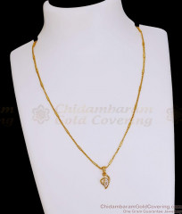 Daily Wear Ad Stone Leaf Pendant Chain 1 Gram Gold Jewelry SMDR2839