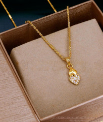 Sleeky Heart Shaped Ad Stone Gold Pendant Chain Online SMDR2845