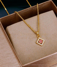 Stylish Pink Gemstone Gold Imitation Short Necklace Design SMDR2846