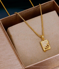 Light Weight White Stone Pendant Gold Imitation Short Chain Design SMDR2848 Light Weight White Stone Pendant Gold Imitation Short Chain Design SMDR2848