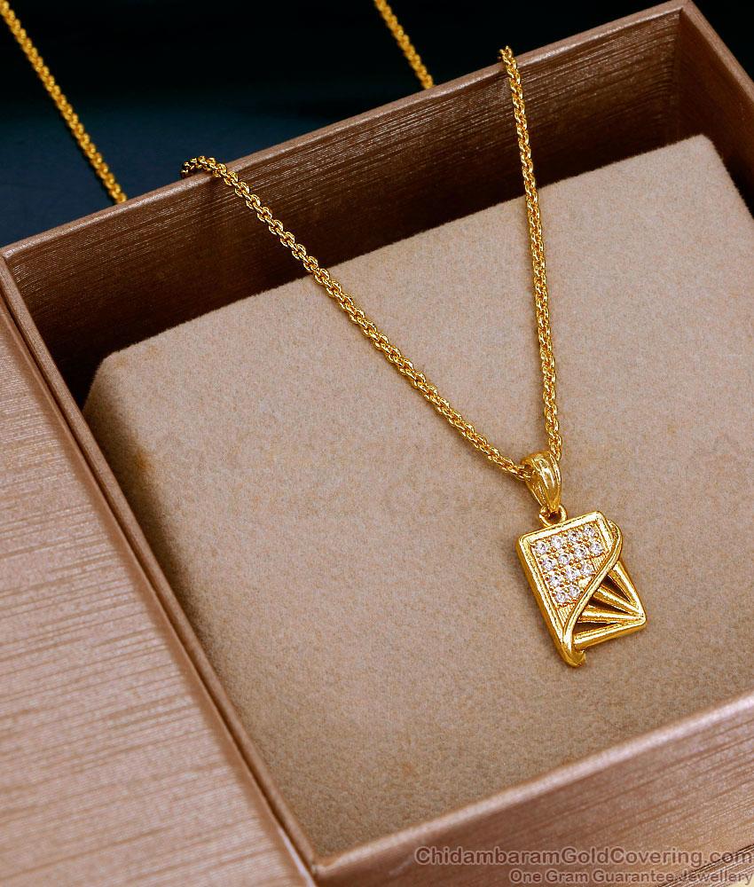 Light Weight White Stone Pendant Gold Imitation Short Chain Design SMDR2848