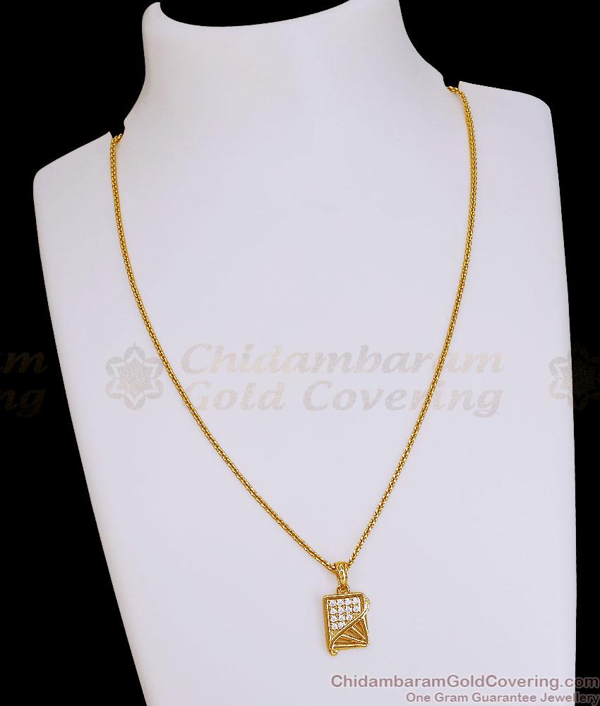 Light Weight White Stone Pendant Gold Imitation Short Chain Design SMDR2848
