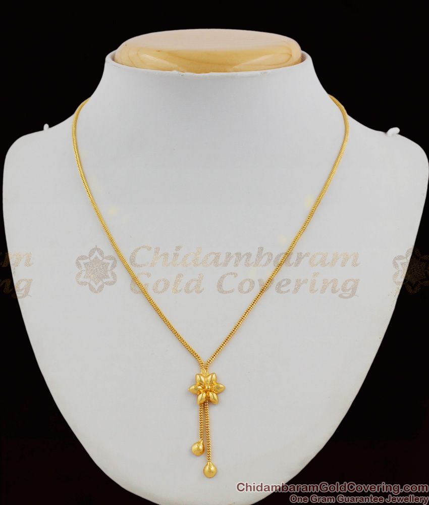 Plain Gold Tone Simple Light Weight Chain With Pendant New Arrival Online SMDR285